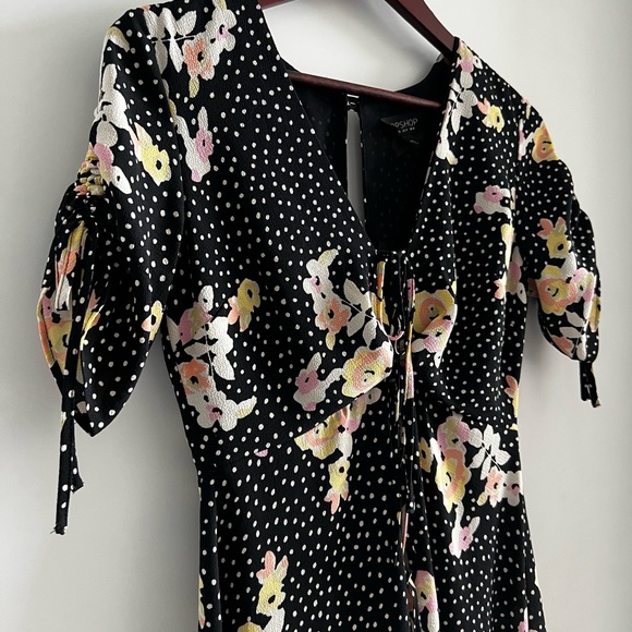 Topshop Spot Floral Tie Tea Dress - Picture 6 of 15
